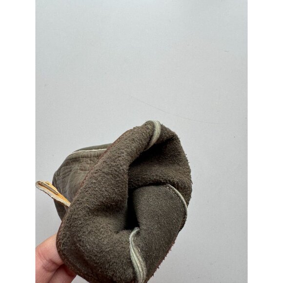 Vintage Unbranded Grey Olive Green Leather Mittens Gloves - Picture 13 of 16